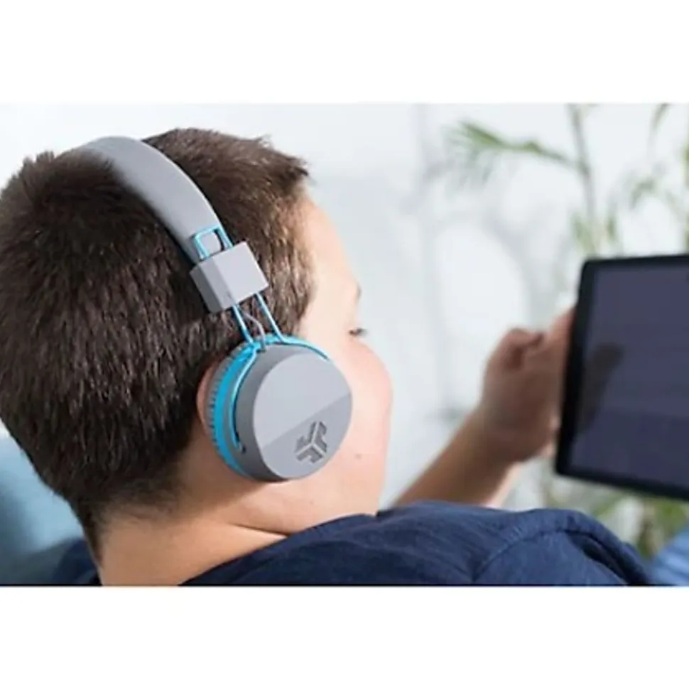 JLab Audio Kids' JBuddies Studio Over-The-Ear Headphones, Gray/Blue, JKSTUDIO GRYBLU BX