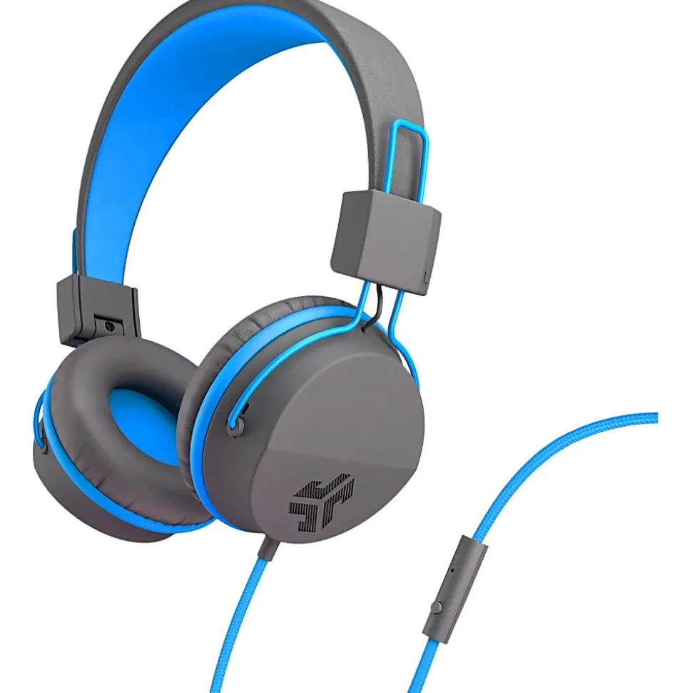 JLab Audio Kids' JBuddies Studio Over-The-Ear Headphones, Gray/Blue, JKSTUDIO GRYBLU BX