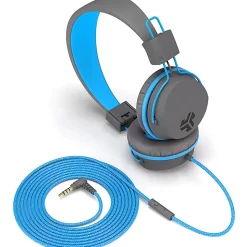 JLab Audio Kids' JBuddies Studio Over-The-Ear Headphones, Gray/Blue, JKSTUDIO GRYBLU BX