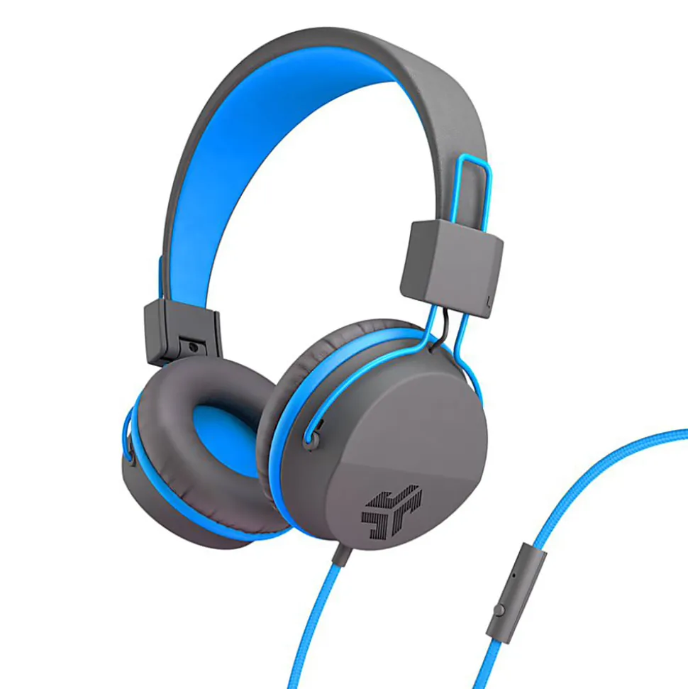 JLab Audio Kids' JBuddies Studio Over-The-Ear Headphones, Gray/Blue, JKSTUDIO GRYBLU BX