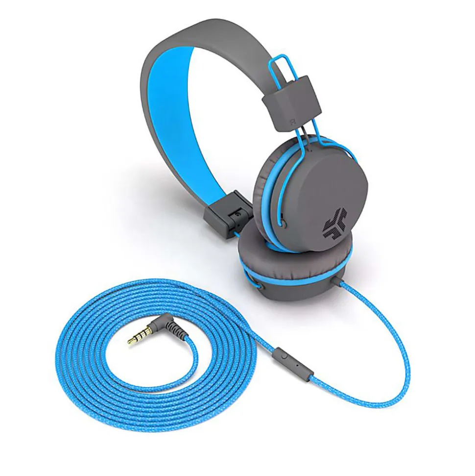 JLab Audio Kids' JBuddies Studio Over-The-Ear Headphones, Gray/Blue, JKSTUDIO GRYBLU BX