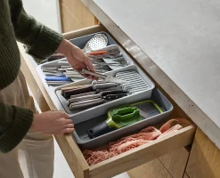 Joseph Joseph DoorStore Expandable Tier Cutlery And Knife Organizer, Stone, Total Qty 1