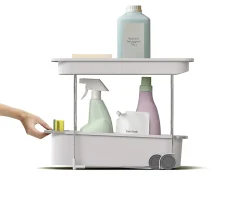 Joseph Joseph 2-Tier Storage Caddy With Wheels, 13-1/4”H x 7-15/16”W x 18-1/2”D, White, Total Qty 1