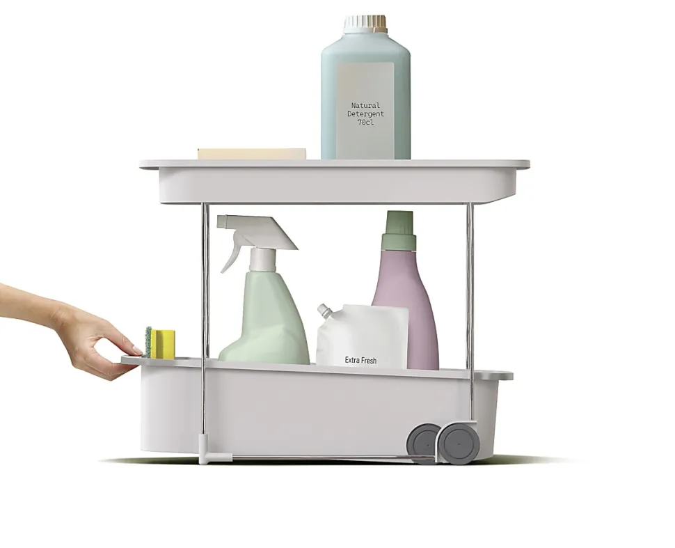 Joseph Joseph 2-Tier Storage Caddy With Wheels, 13-1/4”H x 7-15/16”W x 18-1/2”D, White, Total Qty 1