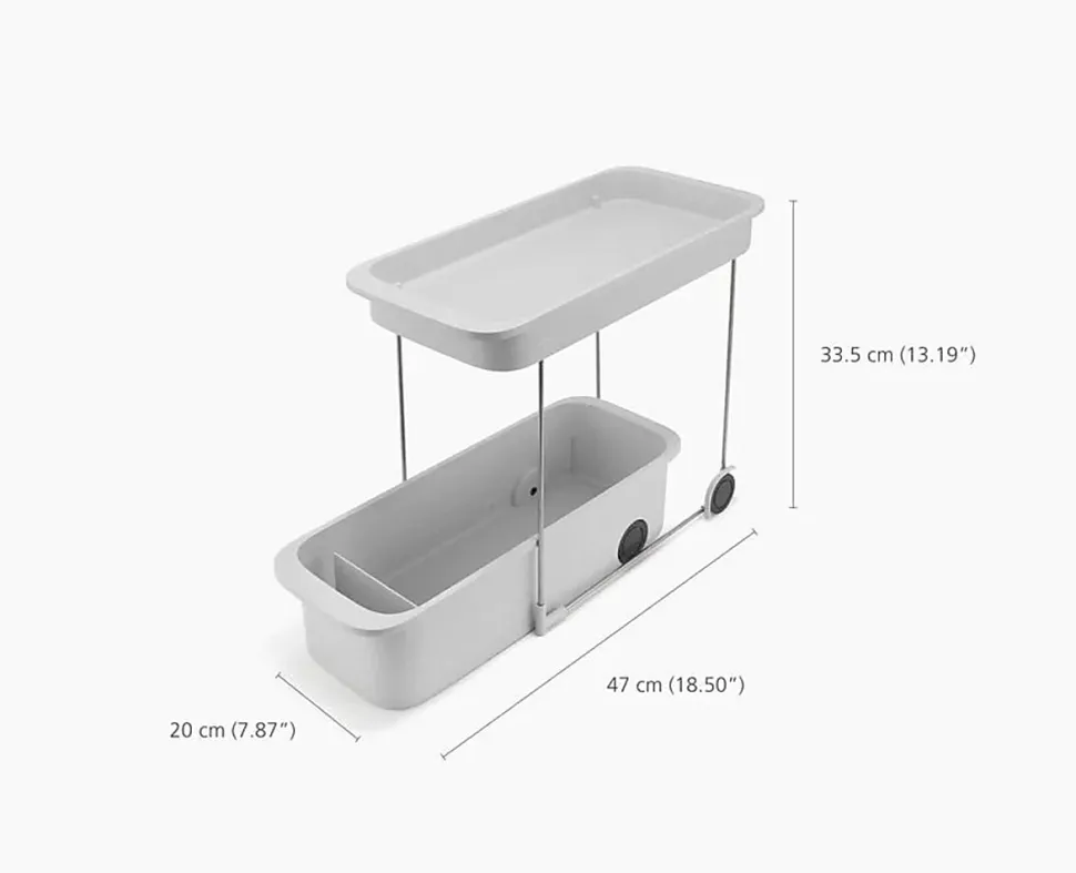 Joseph Joseph 2-Tier Storage Caddy With Wheels, 13-1/4”H x 7-15/16”W x 18-1/2”D, White, Total Qty 1