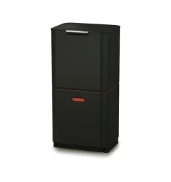 Joseph Joseph Twin Recycling Waste Bins With Removable Caddy, 16 Gallons, Black, Total Qty 1