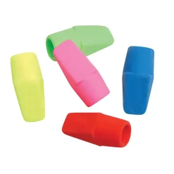 J.R. Moon Pencil Co. Cap Erasers, 1" x 1/2", Assorted Colors, 144 Erasers Per Pack, Set Of 5 Packs