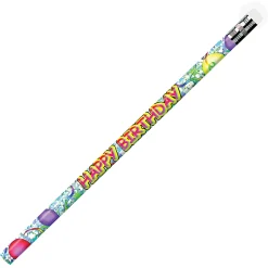 J.R. Moon Pencil Co. Pencils, 2.11 mm, #2 HB Lead, Happy Birthday Glitz, Multicolor, Pack Of 144