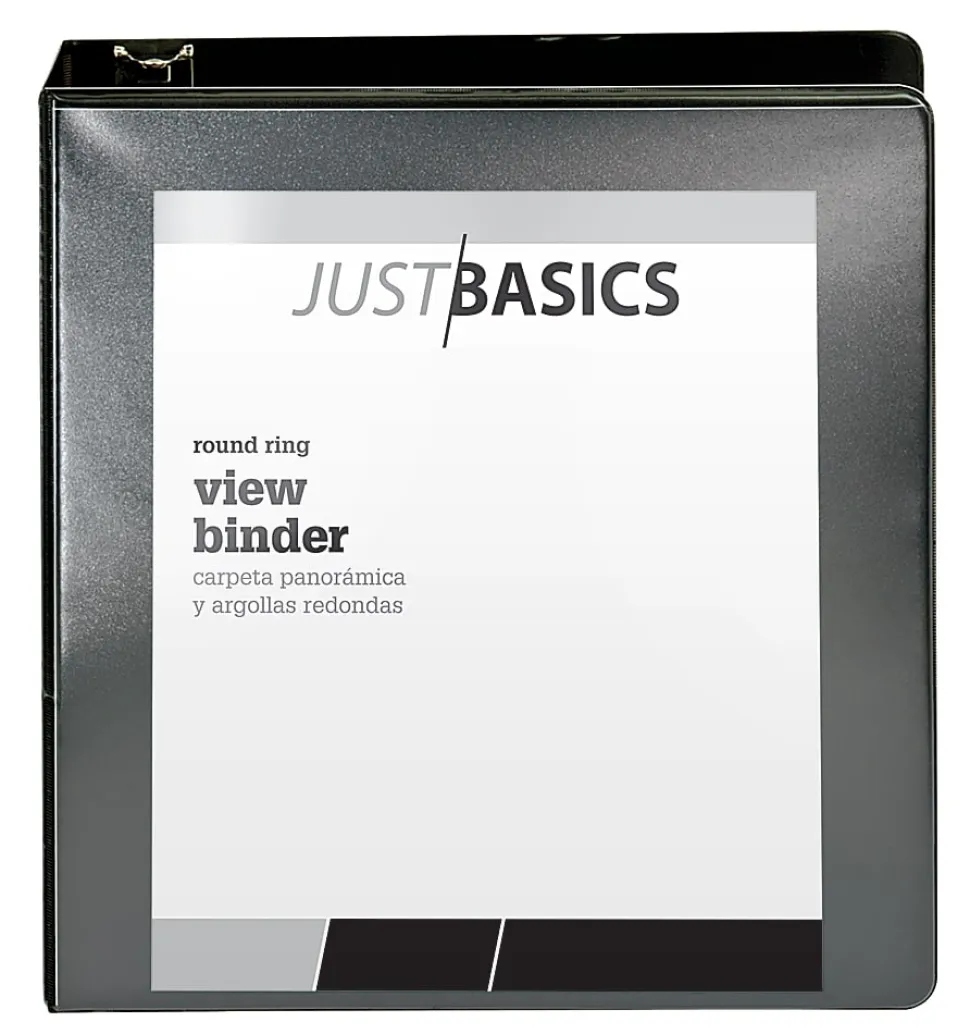 Just Basics® Basic View 3-Ring Binder, 2" Round Rings, Black