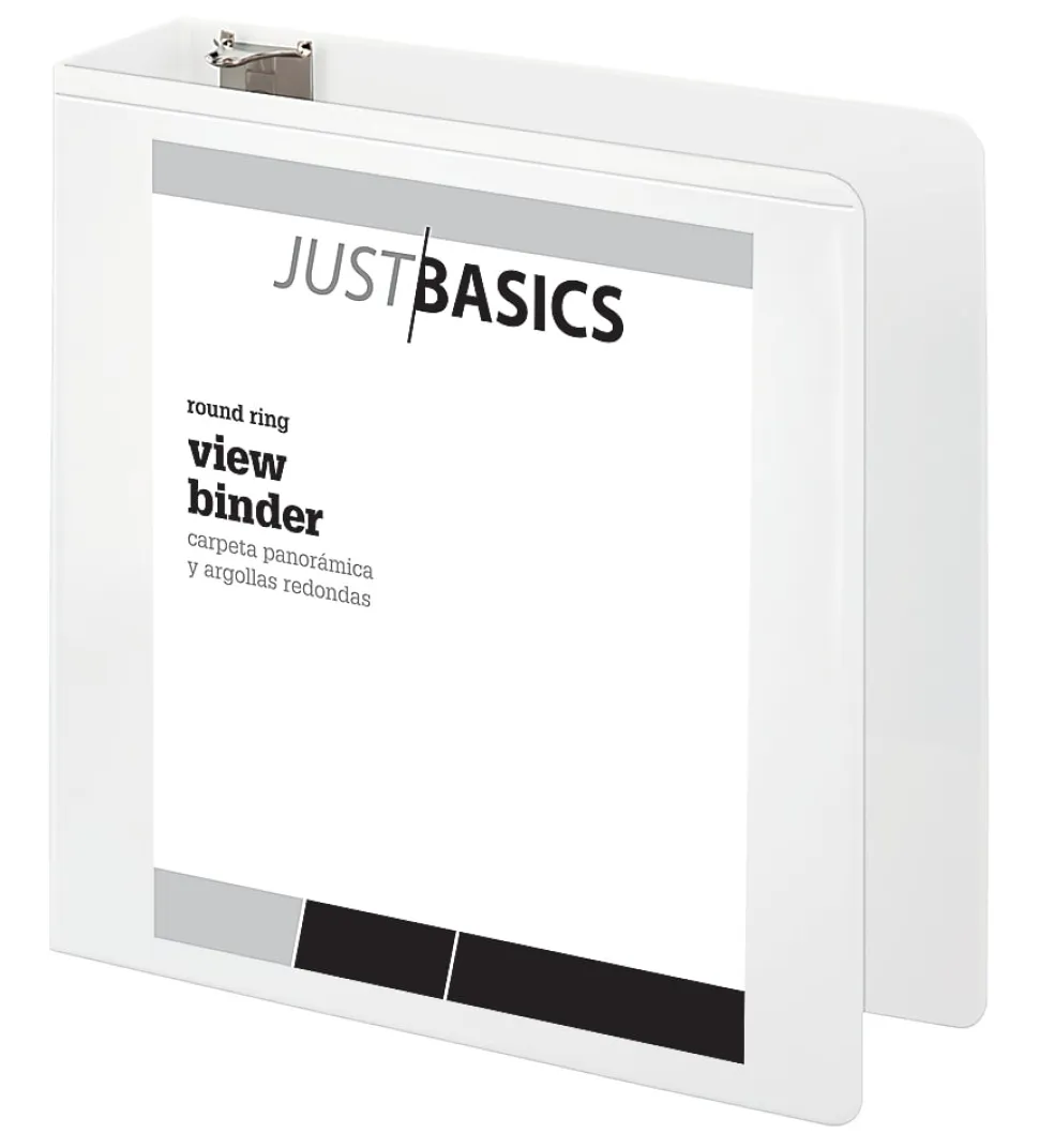 Just Basics® Basic View 3-Ring Binder, 3" Round Rings, White
