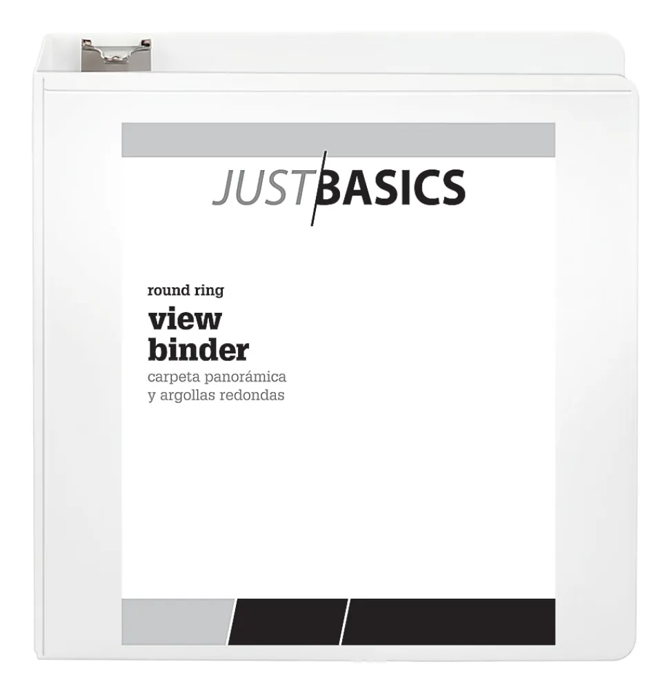 Just Basics® Basic View 3-Ring Binder, 3" Round Rings, White