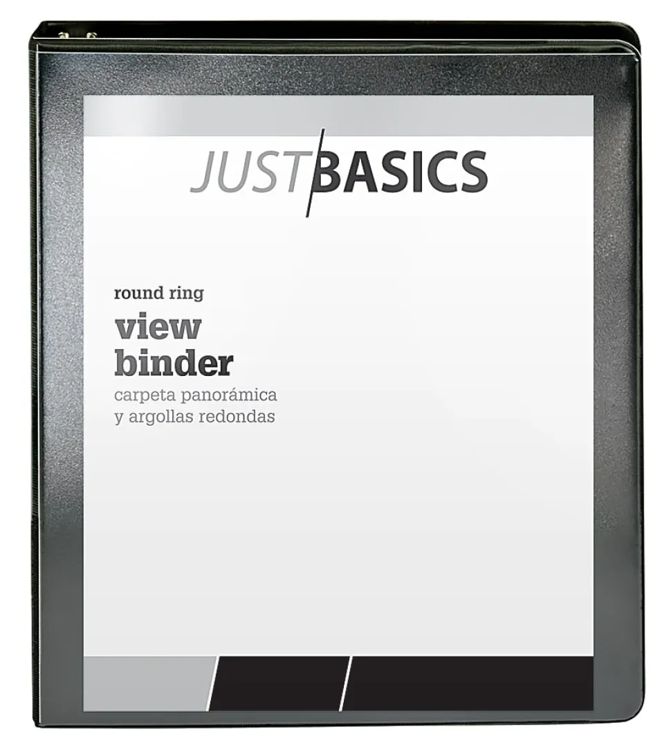 Just Basics® Basic View 3-Ring Binder, 1" Round Rings, Black
