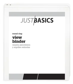 Just BasicsĀ® Basic View 3-Ring Binder, 1" Round Rings, White