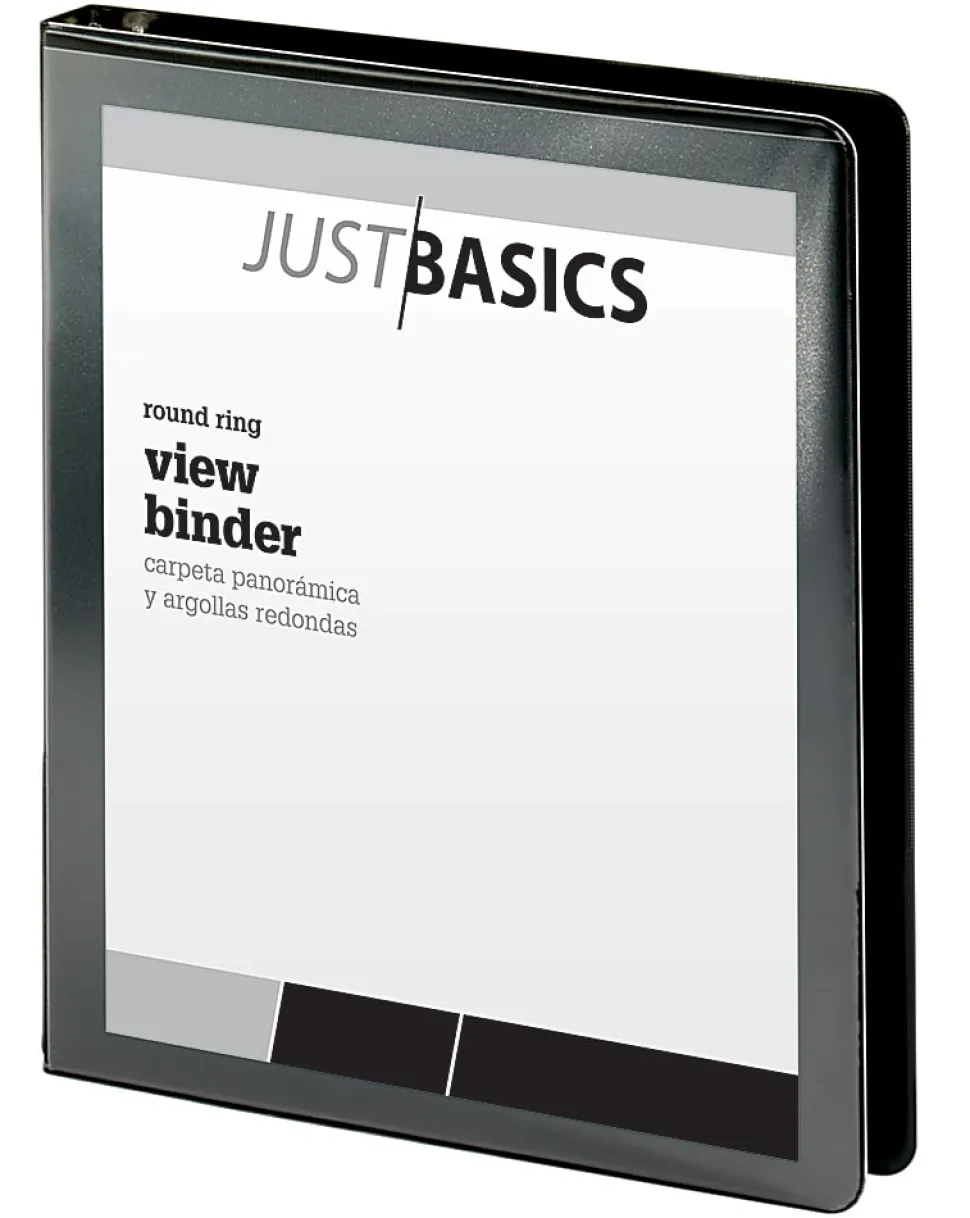 Just Basics® Basic View 3-Ring Binder, 1/2" Round Rings, Black