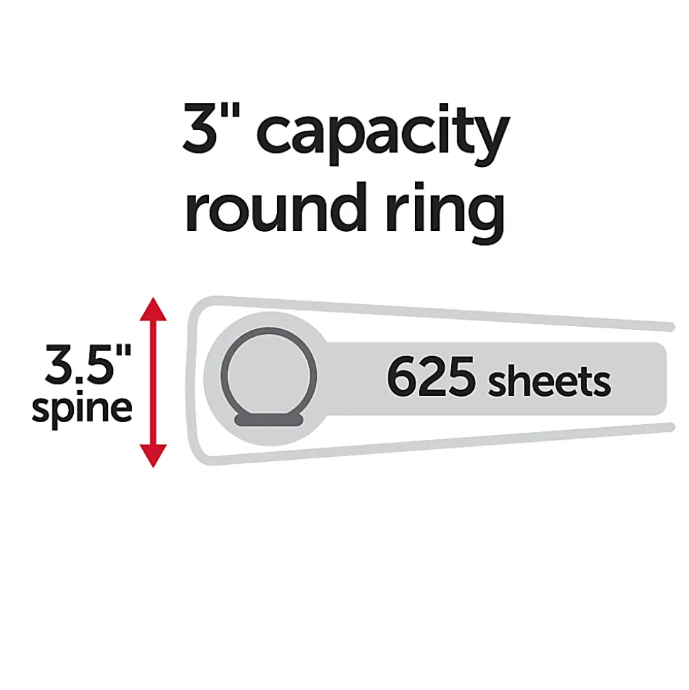 Just Basics® Basic View 3-Ring Binder, 3" Round Rings, Black
