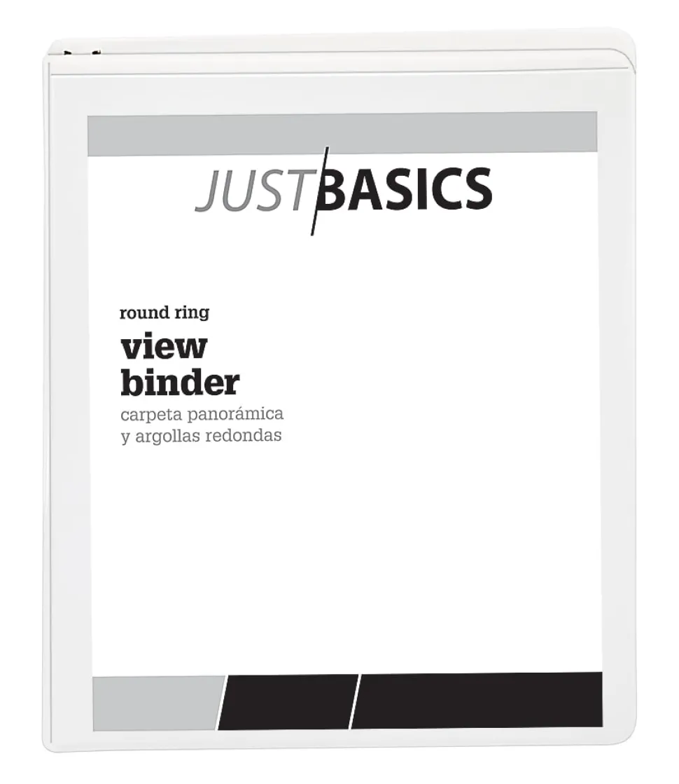 Just Basics® Basic View 3-Ring Binder, 1/2" Round Rings, White