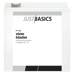 Just BasicsĀ® Basic View 3-Ring Binder, 4" D-Rings, White