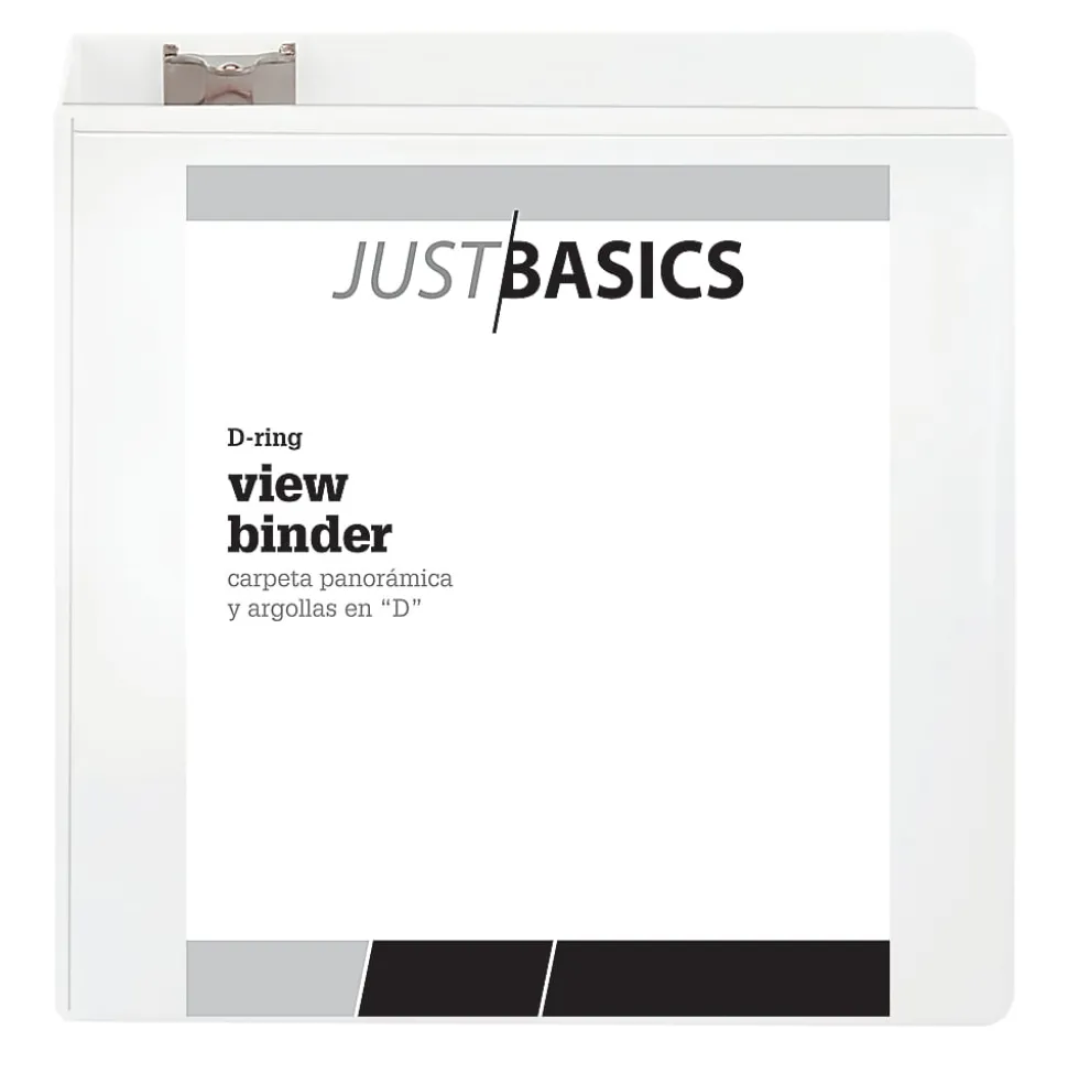 Just Basics® Basic View 3-Ring Binder, 4" D-Rings, White