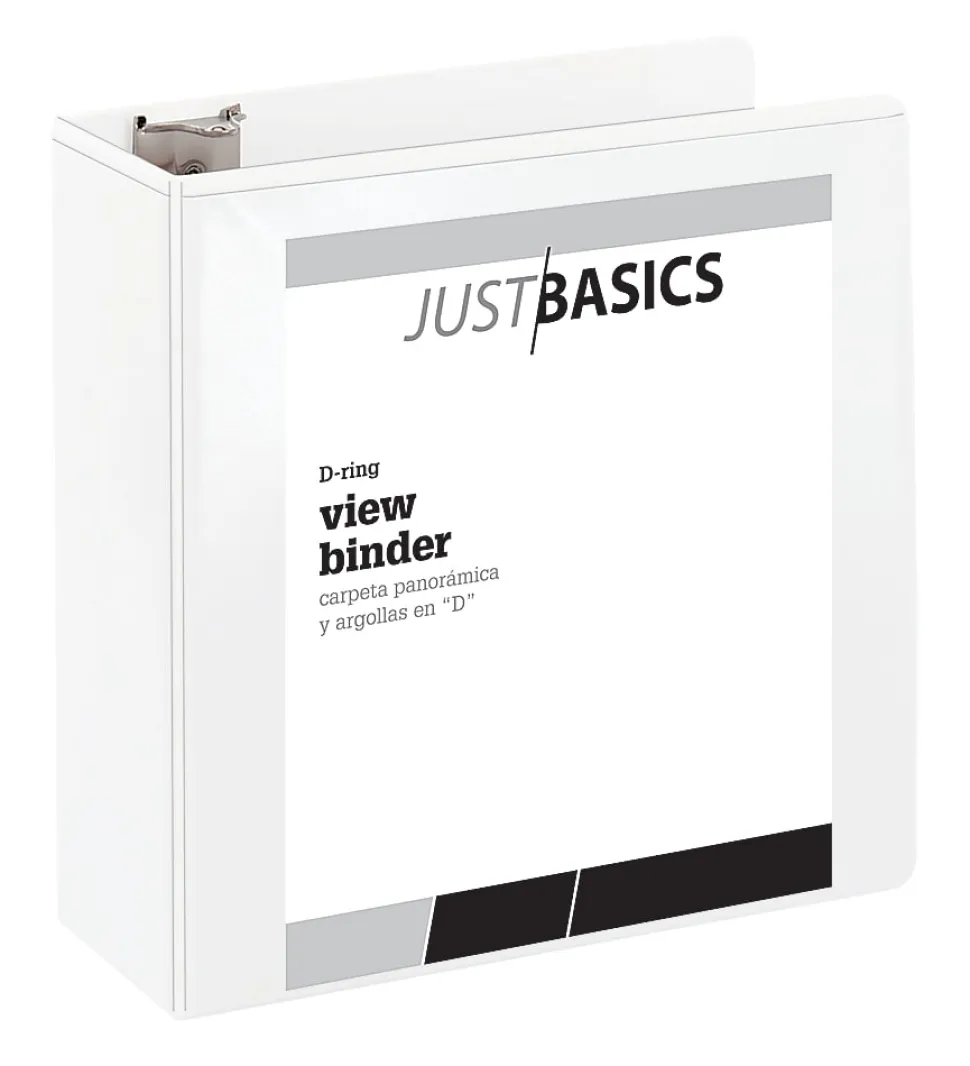 Just Basics® Basic View 3-Ring Binder, 4" D-Rings, White