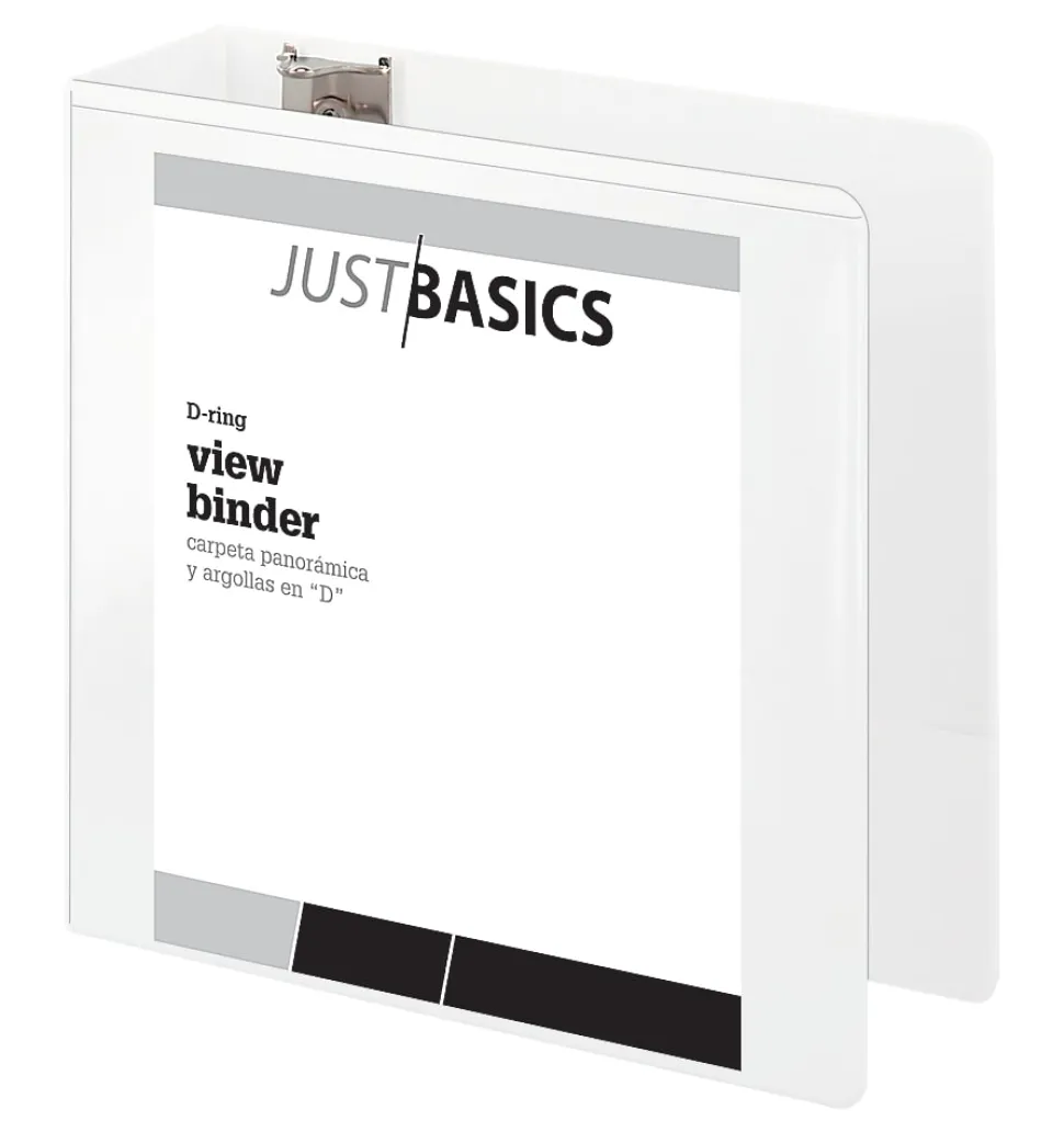 Just Basics® Basic View 3-Ring Binder, 4" D-Rings, White