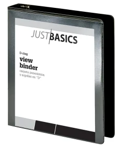 Just BasicsĀ® Basic View 3-Ring Binder, 1 1/2" D-Rings, Black