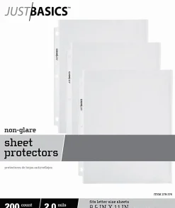 Just Basics™ Lightweight Sheet Protectors, 8-1/2 x 11", Non-Glare, Box Of 200