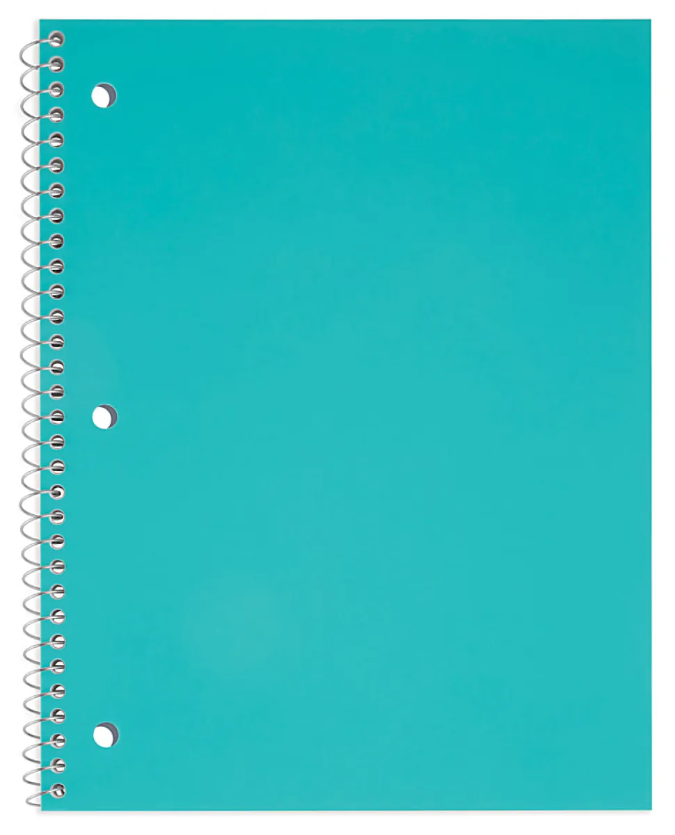 Just Basics® Poly Spiral Notebook, 8" x 10-1/2", 1 Subject, Wide Ruled, 70 Sheets, Assorted, Pack Of 6
