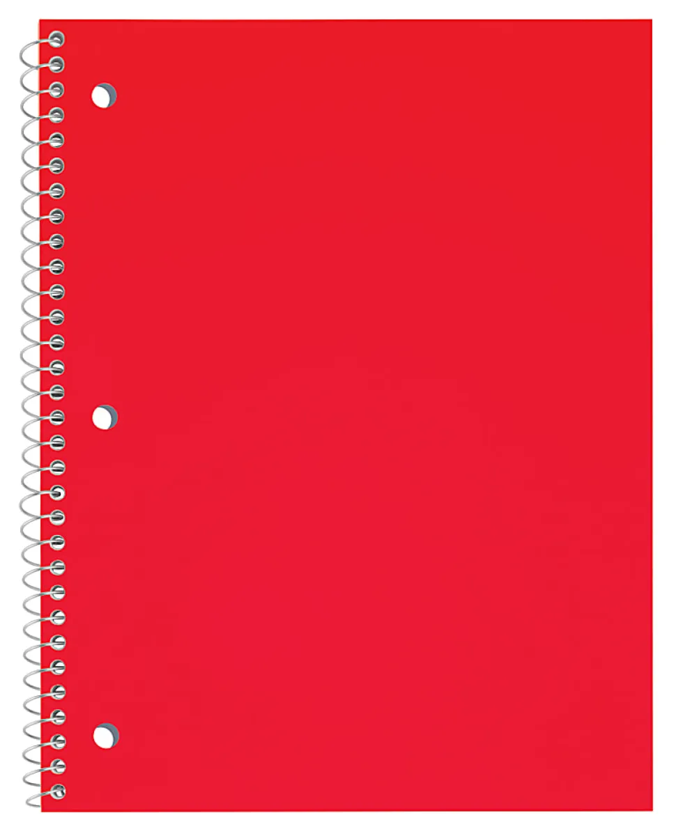 Just Basics® Poly Spiral Notebook, 8" x 10-1/2", 1 Subject, Wide Ruled, 70 Sheets, Assorted, Pack Of 6