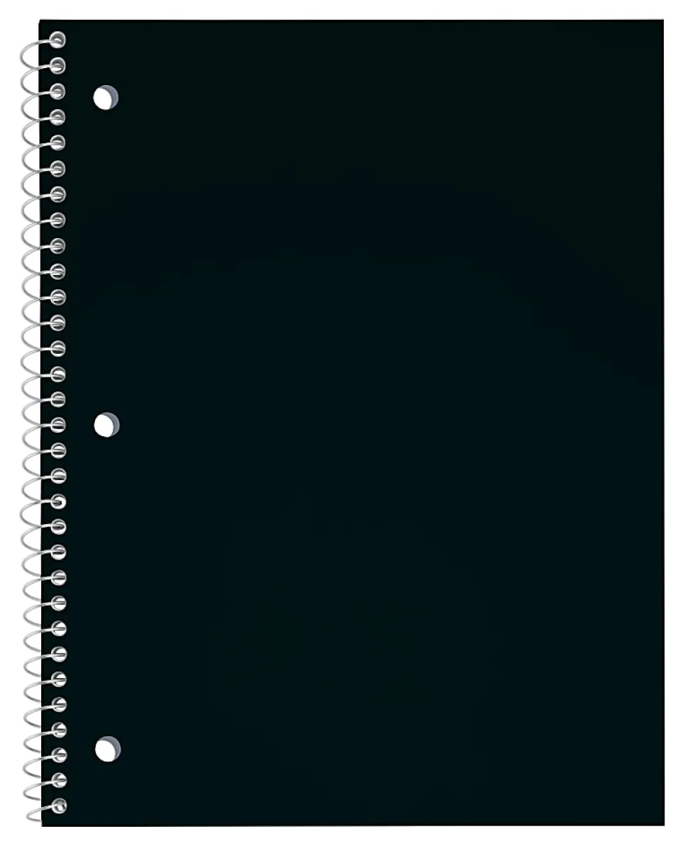 Just Basics® Poly Spiral Notebook, 8" x 10-1/2", 1 Subject, Wide Ruled, 70 Sheets, Assorted, Pack Of 6