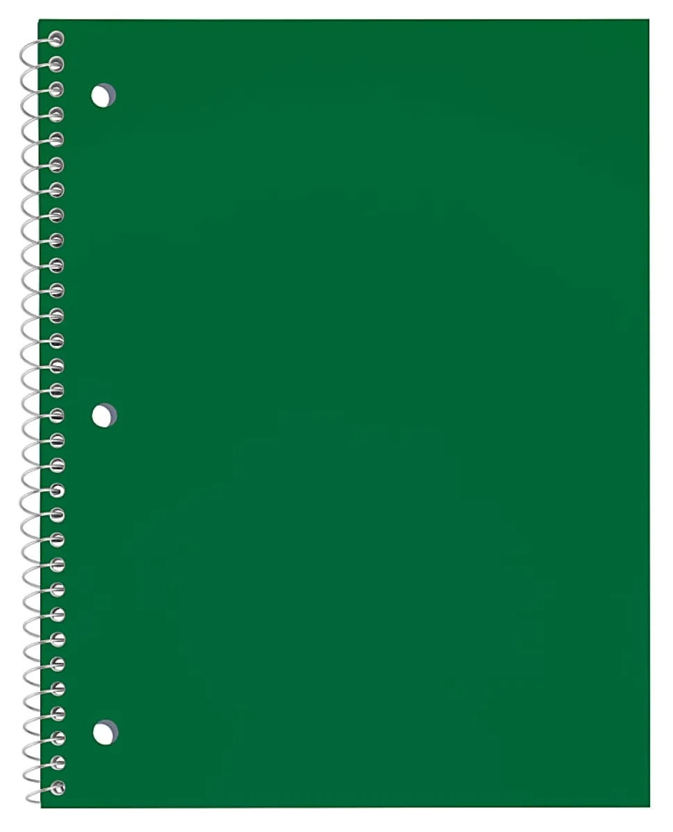 Just Basics® Poly Spiral Notebook, 8" x 10-1/2", 1 Subject, Wide Ruled, 70 Sheets, Assorted, Pack Of 6