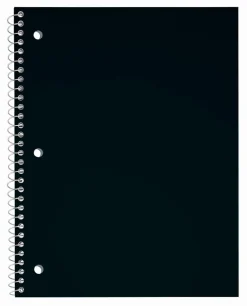 Just Basics® Poly Spiral Notebook, 8" x 10-1/2", 1 Subject, Wide Ruled, 70 Sheets, Black