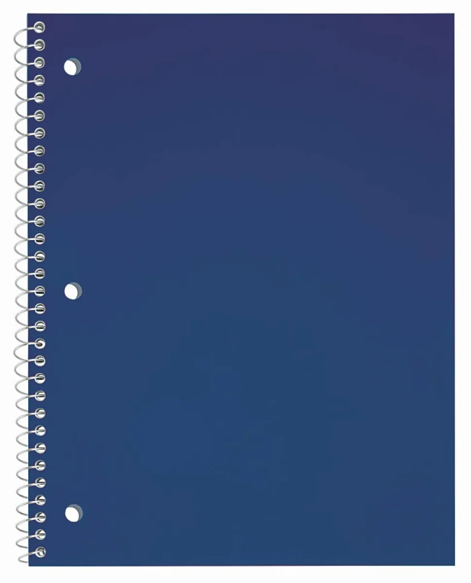 Just Basics® Poly Spiral Notebook, 8" x 10-1/2", 1 Subject, Wide Ruled, 70 Sheets, Blue