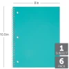 Just Basics® Poly Spiral Notebook, 8" x 10-1/2", 1 Subject, College Ruled, 70 Sheets, Assorted, Pack Of 6