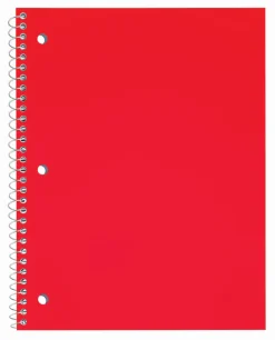 Just Basics® Poly Spiral Notebook, 8" x 10-1/2", 1 Subject, Wide Ruled, 70 Sheets, Red