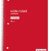 Just Basics® Spiral Notebook, 8" x 10-1/2", Wide Ruled, 70 Sheets, Red