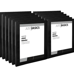 Just Basics® View 3-Ring Binder, 1/2" Round Rings, Black, Pack Of 12