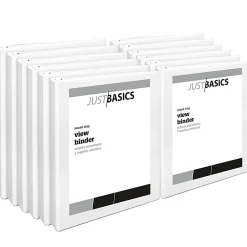 Just BasicsĀ® View 3-Ring Binder, 1" Round Rings, White, Pack Of 12