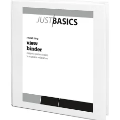 Just Basics® View 3-Ring Binder, 1" Round Rings, White, Pack Of 12