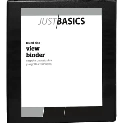 Just Basics® View 3-Ring Binder, 1" Round Rings, Black, Pack Of 12