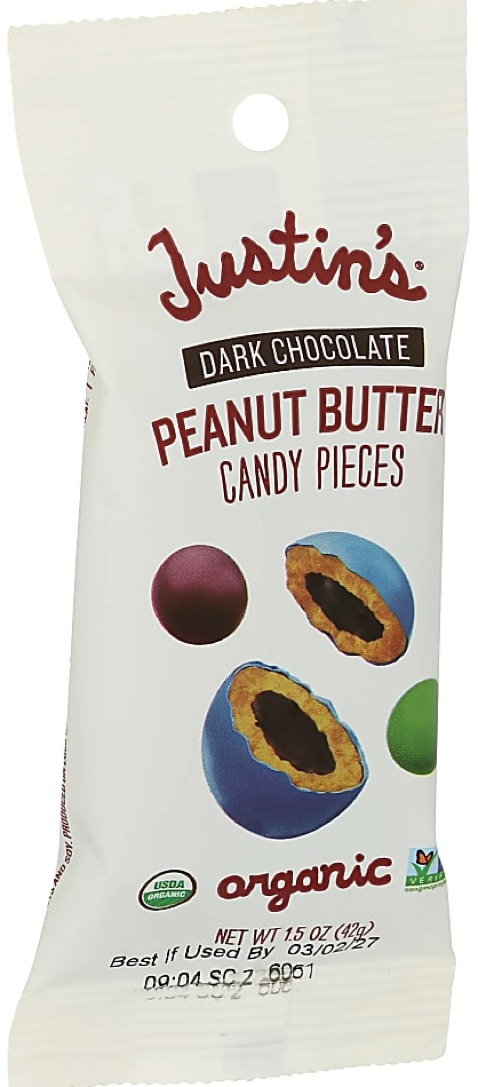 Justin's Dark Chocolate Peanut Butter Candy Pieces, 1.5 Oz, Total Qty 12