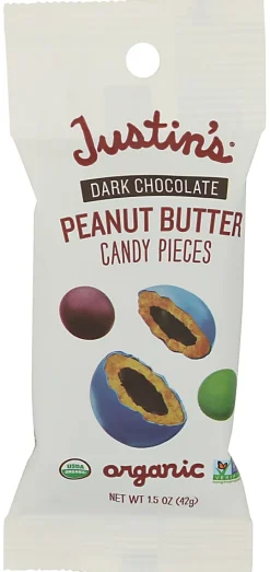 Justin's Dark Chocolate Peanut Butter Candy Pieces, 1.5 Oz, Total Qty 12