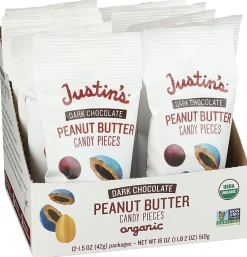 Justin's Dark Chocolate Peanut Butter Candy Pieces, 1.5 Oz, Total Qty 12