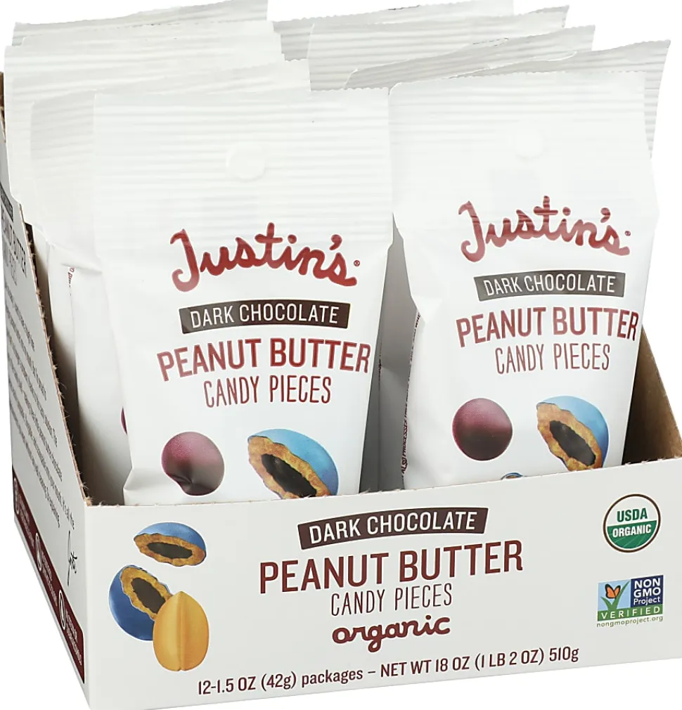 Justin's Dark Chocolate Peanut Butter Candy Pieces, 1.5 Oz, Total Qty 12