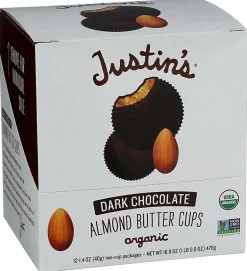 Justin's Nut Butter Cups, Organic Almond Butter Dark Chocolate, 1.4 Oz, Total Qty 12