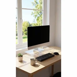 Kantek Acrylic Monitor Stand with Keyboard Storage - Up to 19