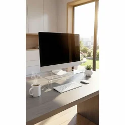 Kantek Acrylic Monitor Stand with Keyboard Storage - Up to 19