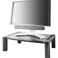 Kantek Extra Wide Adjustable Monitor Laptop Stand 20inx13in Single - 60 lb Load Capacity - 1 x Shelf(ves) - DepthDesktop - Plastic - Black