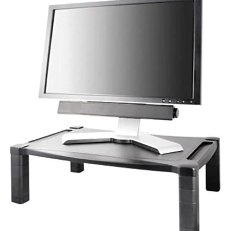 Kantek Extra Wide Adjustable Monitor Laptop Stand 20inx13in Single - 60 lb Load Capacity - 1 x Shelf(ves) - DepthDesktop - Plastic - Black
