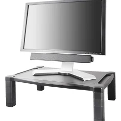Kantek Extra Wide Adjustable Monitor Laptop Stand 20inx13in Single - 60 lb Load Capacity - 1 x Shelf(ves) - DepthDesktop - Plastic - Black