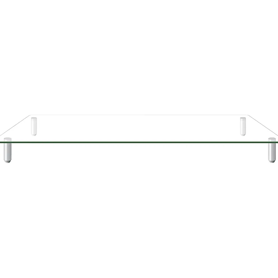 Kantek Extra-Wide Glass Monitor Riser/Desk Shelf, 60 lb Load Capacity, 3.25"H x 39.40"W x 10.20"D, Desktop, Tempered Glass, Clear